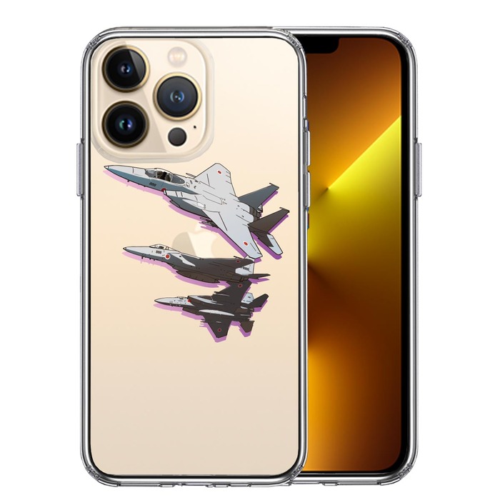 iPhone13Pro ケース クリア  戦闘機 F-15J 編隊飛行 ブレイク スマホケース 側面ソフト 背面ハード ハイブリッド-0