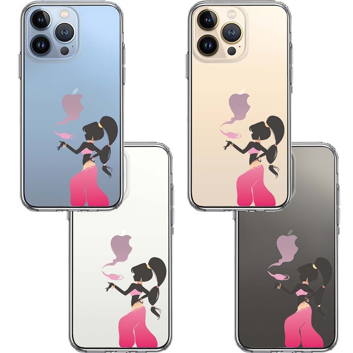 iPhone13Pro ケース クリア  アラジン ピンク スマホケース 側面ソフト 背面ハード ハイブリッド-1