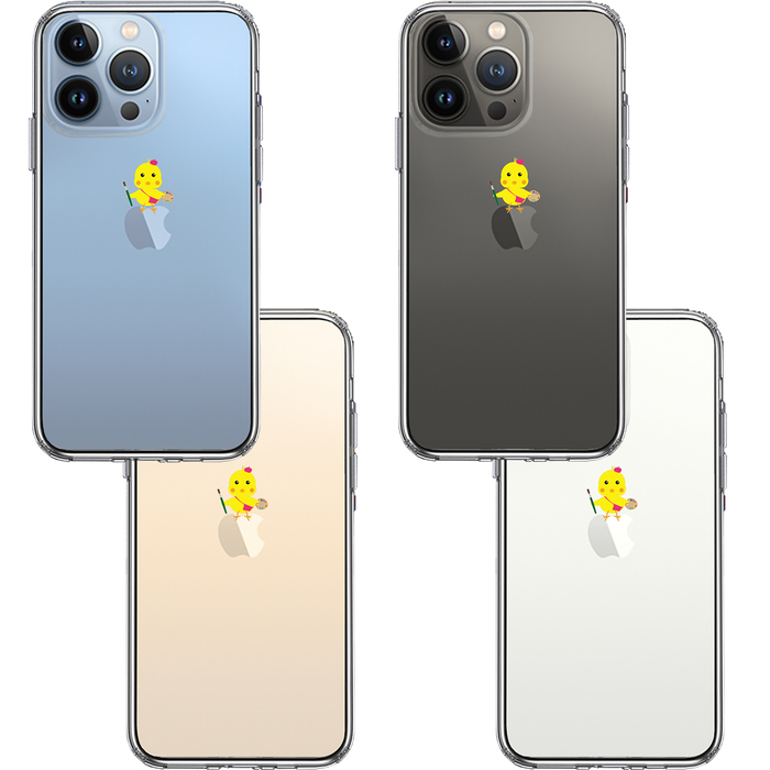 iPhone13Pro ケース クリアひよこ 雛 絵描き 画伯 スマホケース 側面ソフト 背面ハード ハイブリッド-1