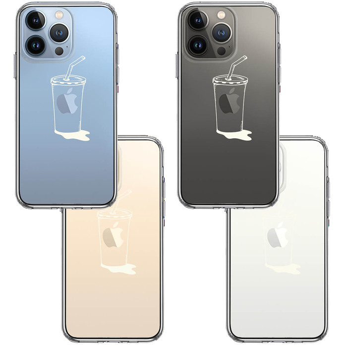 iPhone13Pro ケース クリアアップルジュース ホワイト スマホケース 側面ソフト 背面ハード ハイブリッド-1