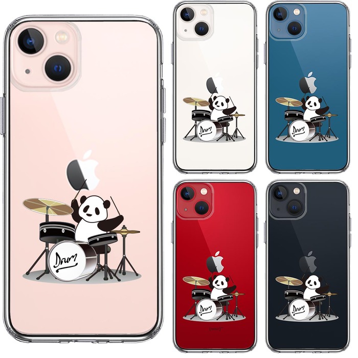 iPhone13mini ケース クリアドラム パンダ スマホケース 側面ソフト 背面ハード ハイブリッド-1