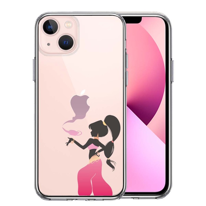 iPhone13mini ケース クリア  アラジン ピンク スマホケース 側面ソフト 背面ハード ハイブリッド-0