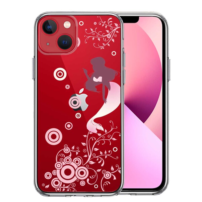 iPhone13mini ケース クリアマーメイド 人魚姫 ピンク スマホケース 側面ソフト 背面ハード ハイブリッド-0