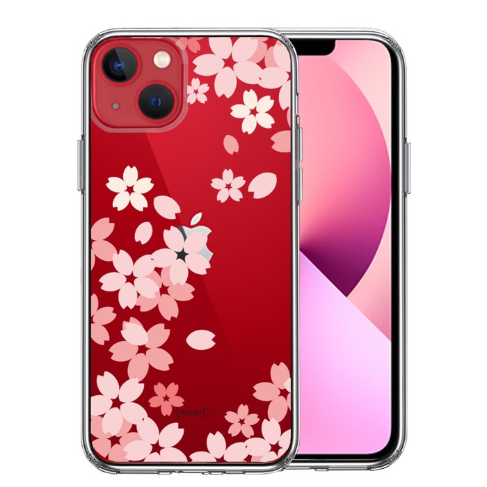 iPhone13mini ケース クリア桜 スマホケース 側面ソフト 背面ハード ハイブリッド-0