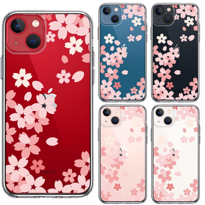 iPhone13mini ケース クリア桜 スマホケース 側面ソフト 背面ハード ハイブリッド-1