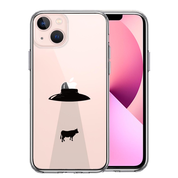 iPhone13mini ケース クリア  UFO キャトルミューティレーション スマホケース 側面ソフト 背面ハード ハイブリッド-0
