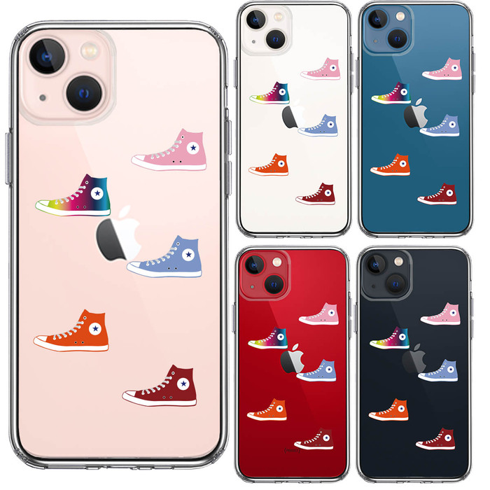 iPhone13mini ケース クリアシェル スニーカー スマホケース 側面ソフト 背面ハード ハイブリッド-1