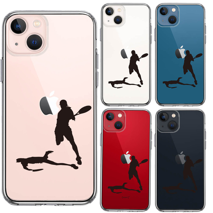 iPhone13mini ケース クリアテニス スマッシュ スマホケース 側面ソフト 背面ハード ハイブリッド-1