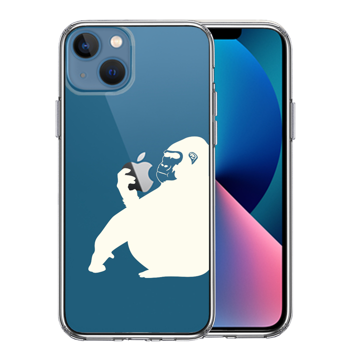 iPhone13mini ケース クリアゴリラ ホワイト スマホケース 側面ソフト 背面ハード ハイブリッド-0