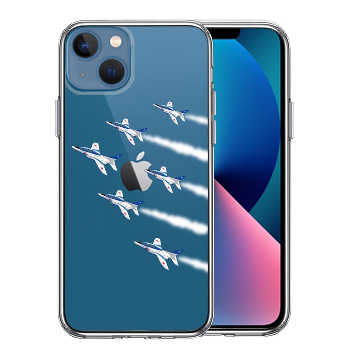 iPhone13 ケース クリアシェル ブルーインパルス 6機編隊 スマホケース 側面ソフト 背面ハード ハイブリッド-0