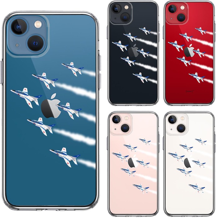 iPhone13 ケース クリアシェル ブルーインパルス 6機編隊 スマホケース 側面ソフト 背面ハード ハイブリッド-1