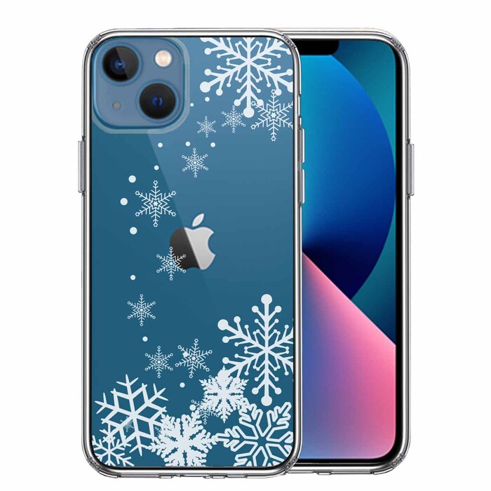 iPhone13mini ケース クリア  雪の結晶 スマホケース 側面ソフト 背面ハード ハイブリッド-0