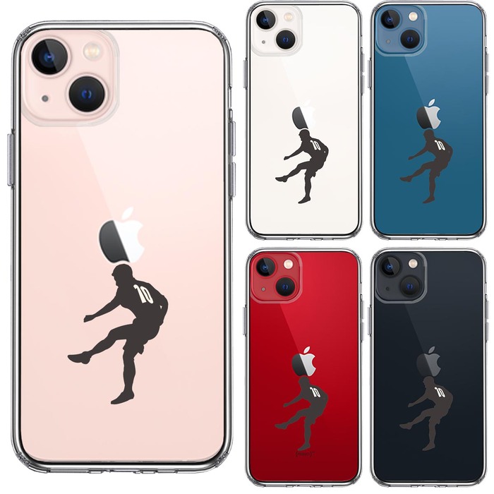 iPhone13mini ケース クリアサッカー FW ストライカー スマホケース 側面ソフト 背面ハード ハイブリッド-1