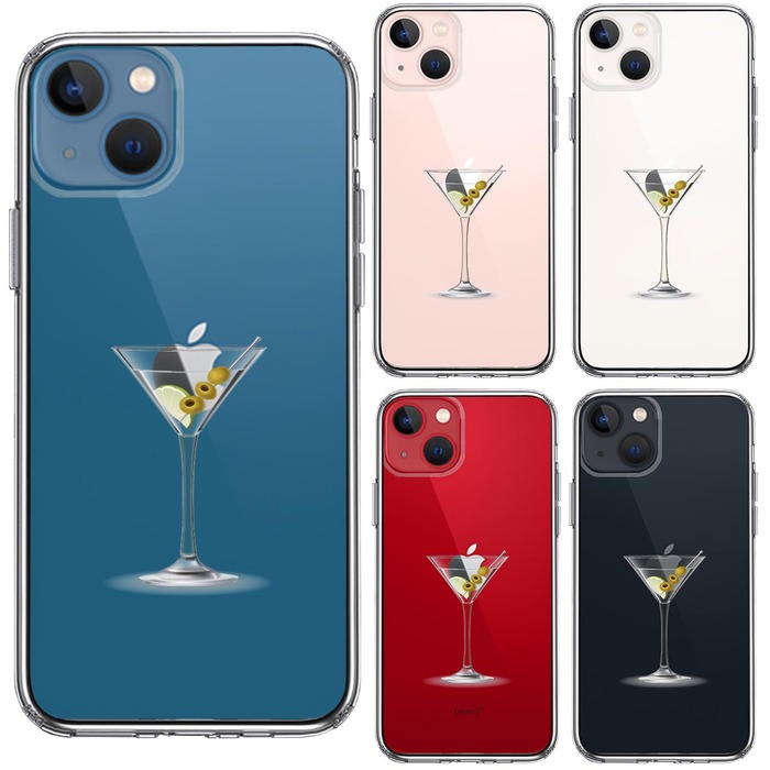 iPhone13mini ケース クリアカクテル グラス フルーツ スマホケース 側面ソフト 背面ハード ハイブリッド-1
