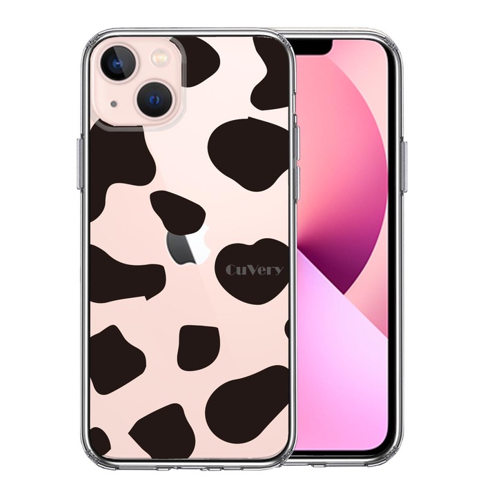 iPhone13 ケース クリアアニマル柄 カウ 牛 スマホケース 側面ソフト 背面ハード ハイブリッド-0
