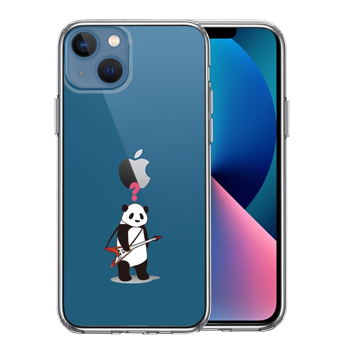 iPhone13 ケース クリアギター パンダ ？ スマホケース 側面ソフト 背面ハード ハイブリッド-0