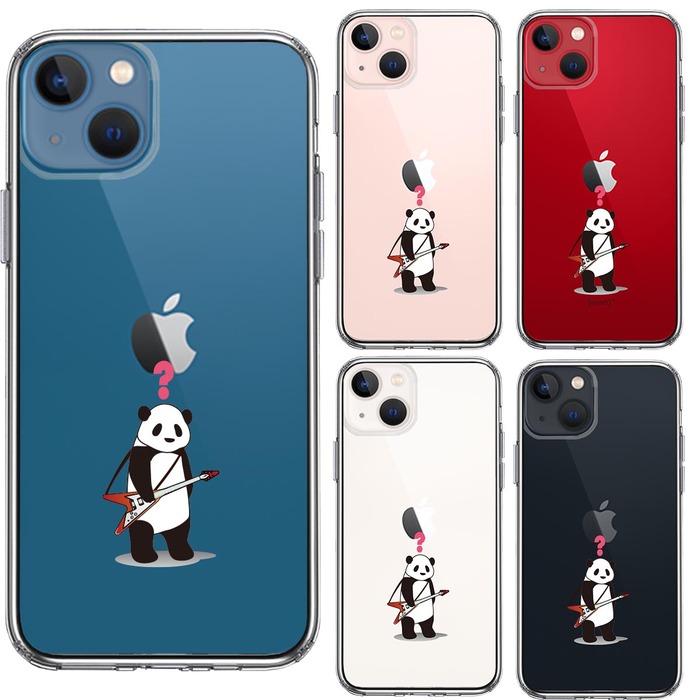 iPhone13 ケース クリアギター パンダ ？ スマホケース 側面ソフト 背面ハード ハイブリッド-1