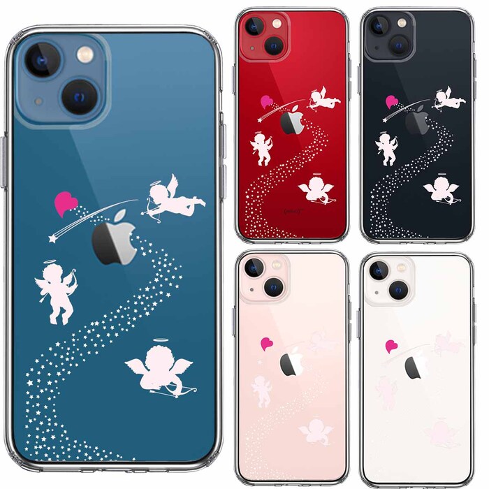 iPhone13 ケース クリア天の川 ハート エンジェル スマホケース 側面ソフト 背面ハード ハイブリッド-1