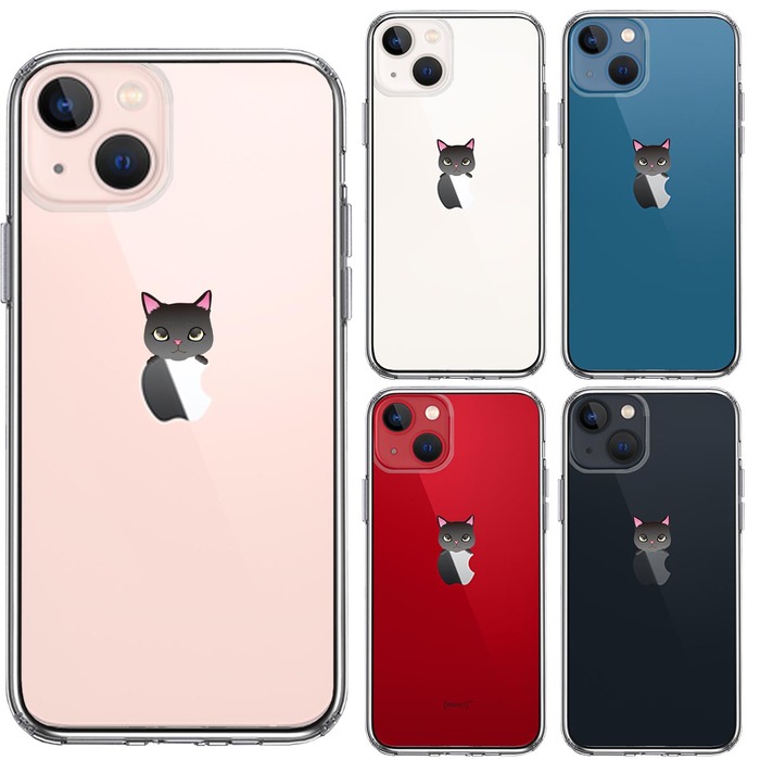 iPhone13 ケース クリアのっかり ネコ 1 スマホケース 側面ソフト 背面ハード ハイブリッド-1