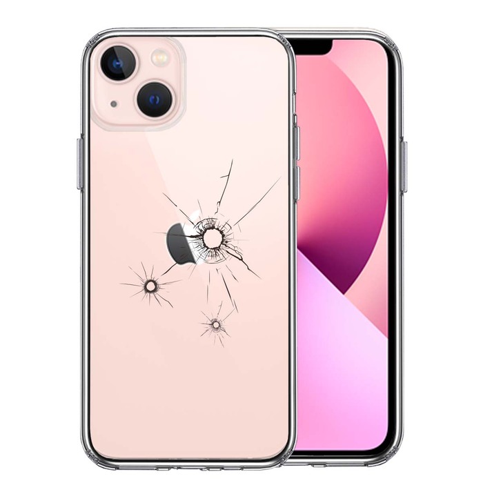 iPhone13mini ケース クリア銃の弾痕 2 スマホケース 側面ソフト 背面ハード ハイブリッド-0