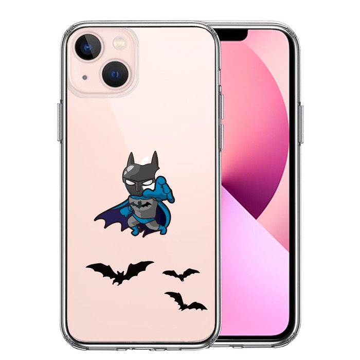 iPhone13mini ケース クリア  映画パロディ 蝙蝠男 スマホケース 側面ソフト 背面ハード ハイブリッド-0