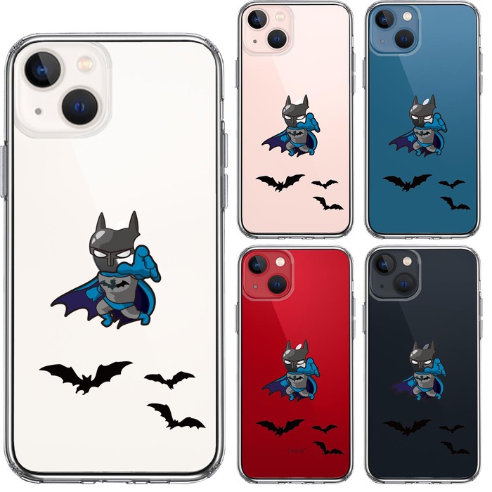 iPhone13mini ケース クリア  映画パロディ 蝙蝠男 スマホケース 側面ソフト 背面ハード ハイブリッド-1