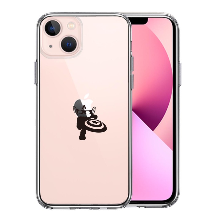 iPhone13mini ケース クリア  映画パロディ アメリカン ヒーロー スマホケース 側面ソフト 背面ハード ハイブリッド-0