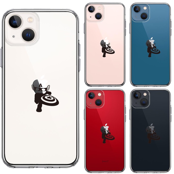 iPhone13mini ケース クリア  映画パロディ アメリカン ヒーロー スマホケース 側面ソフト 背面ハード ハイブリッド-1