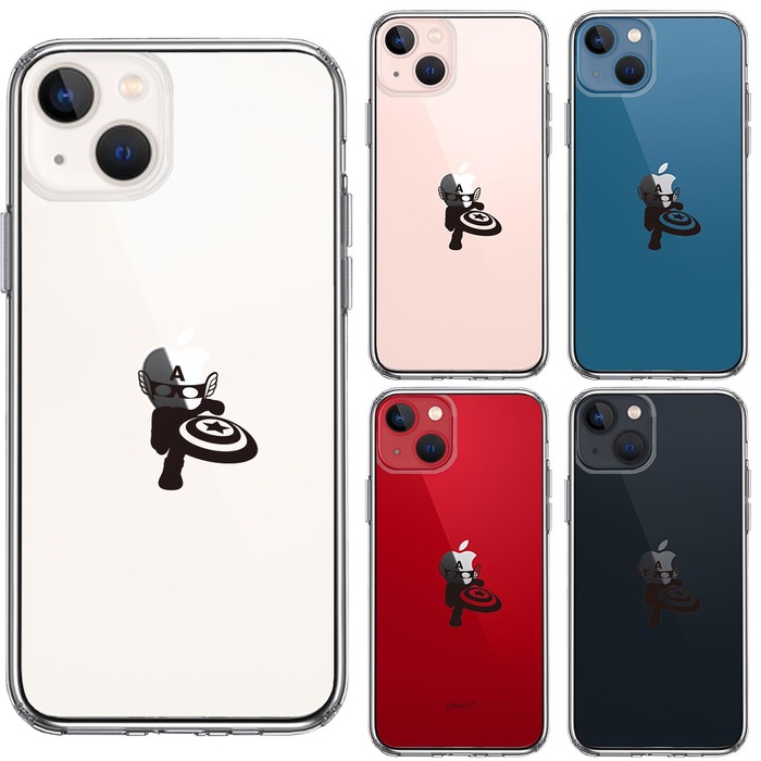 iPhone13mini ケース クリア映画パロディ アメリカン ヒーロー スマホケース 側面ソフト 背面ハード ハイブリッド-1