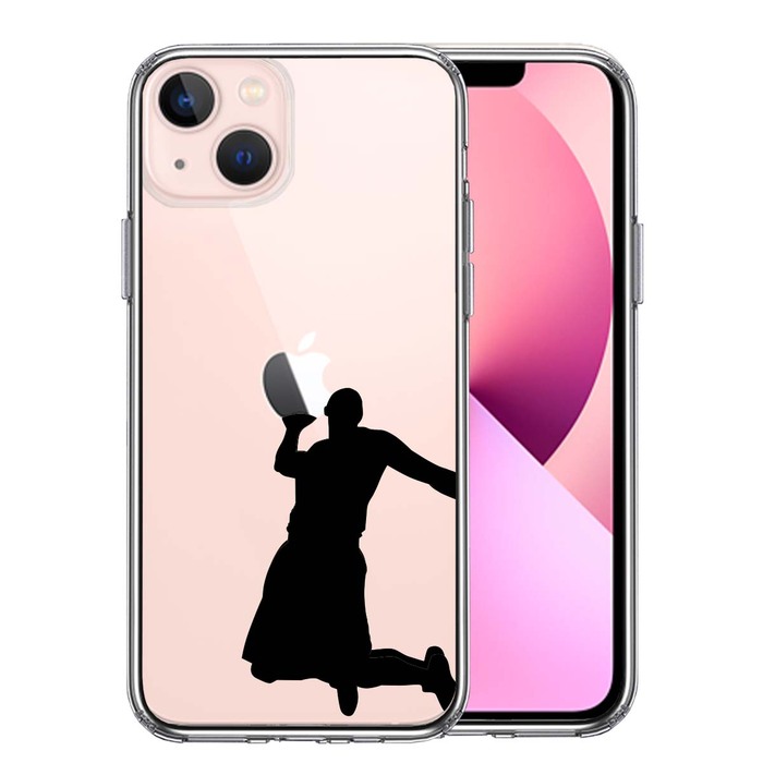 iPhone13mini ケース クリアバスケットボール ダンクシュート２ スマホケース 側面ソフト 背面ハード ハイブリッド-0