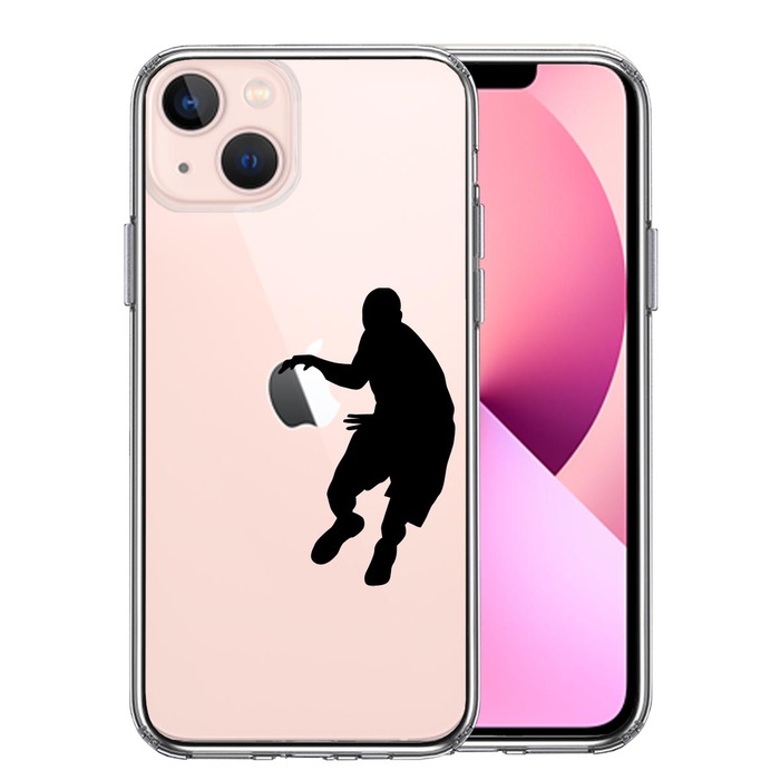 iPhone13mini ケース クリア  バスケットボール ドリブル スマホケース 側面ソフト 背面ハード ハイブリッド-0