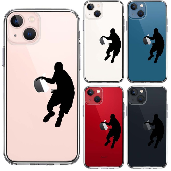 iPhone13mini ケース クリア  バスケットボール ドリブル スマホケース 側面ソフト 背面ハード ハイブリッド-1