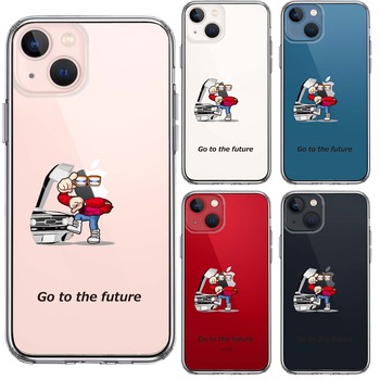 iPhone13 ケース クリア映画パロディ go to the future スマホケース 側面ソフト 背面ハード ハイブリッド-1