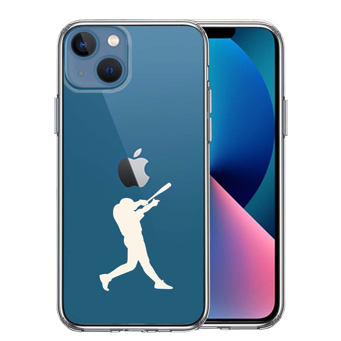iPhone13 ケース クリア野球 バッター ホワイト ス