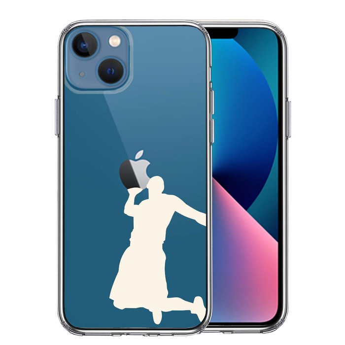 iPhone13 ケース クリアバスケット ダンクシュート２ 白 スマホケース 側面ソフト 背面ハード ハイブリッド-0