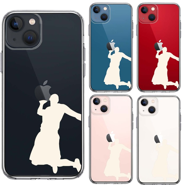 iPhone13 ケース クリアバスケット ダンクシュート２ 白 スマホケース 側面ソフト 背面ハード ハイブリッド-1