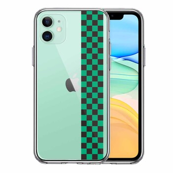 iPhone11 case clear peace pattern obi city pine . record green black smartphone case side soft the back side hard hybrid -0