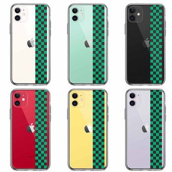 iPhone11 case clear peace pattern obi city pine . record green black smartphone case side soft the back side hard hybrid -1