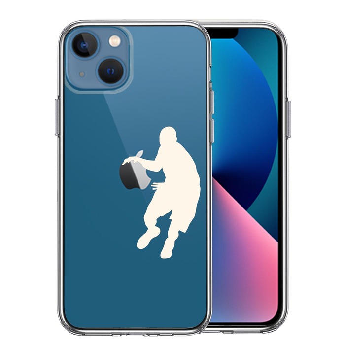 iPhone13mini ケース クリアバスケット リブル ホワイト スマホケース 側面ソフト 背面ハード ハイブリッド-0