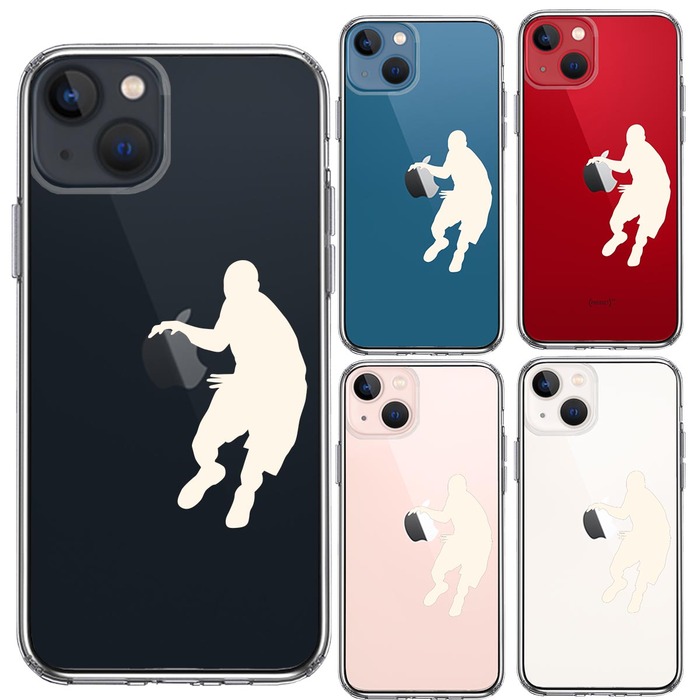 iPhone13mini ケース クリアバスケット リブル ホワイト スマホケース 側面ソフト 背面ハード ハイブリッド-1