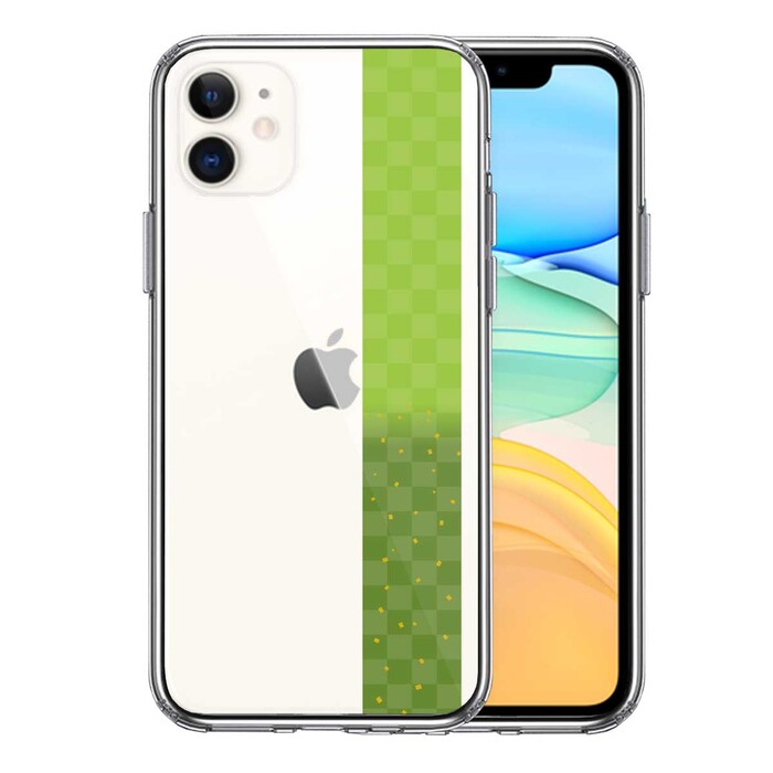 iPhone11 case clear peace pattern obi city pine pattern green green gold . smartphone case side soft the back side hard hybrid -0