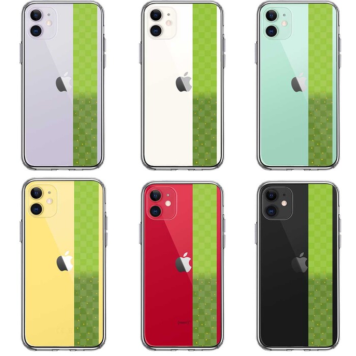 iPhone11 case clear peace pattern obi city pine pattern green green gold . smartphone case side soft the back side hard hybrid -1