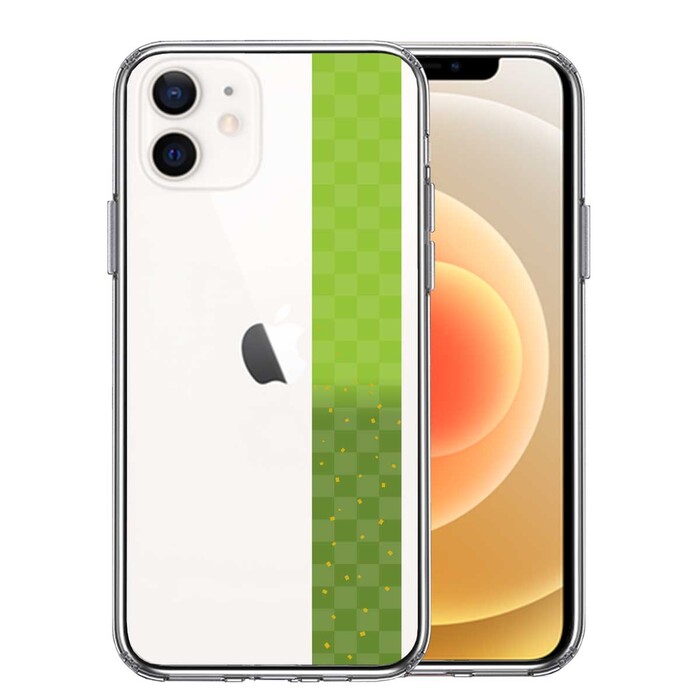 iPhone12mini case clear peace pattern obi city pine pattern green green gold . smartphone case side soft the back side hard hybrid -0