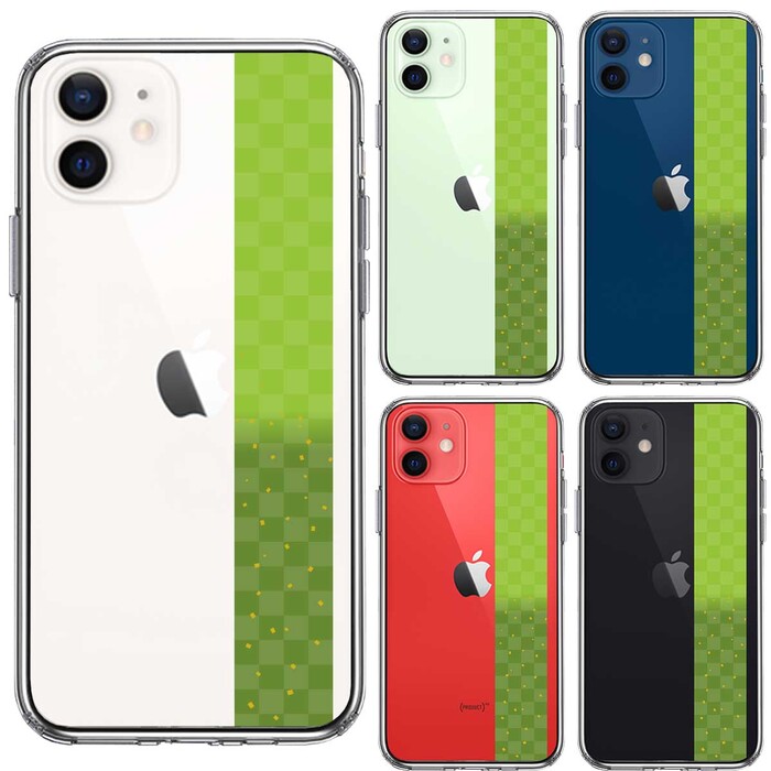 iPhone12mini case clear peace pattern obi city pine pattern green green gold . smartphone case side soft the back side hard hybrid -1