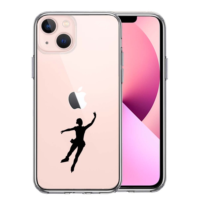 iPhone13mini ケース クリアフィギアスケート 女子 スマホケース 側面ソフト 背面ハード ハイブリッド-0