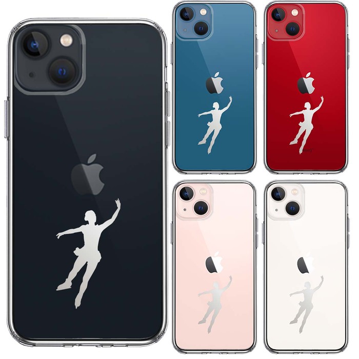 iPhone13mini ケース クリアフィギアスケート 女子 グレー スマホケース 側面ソフト 背面ハード ハイブリッド-1