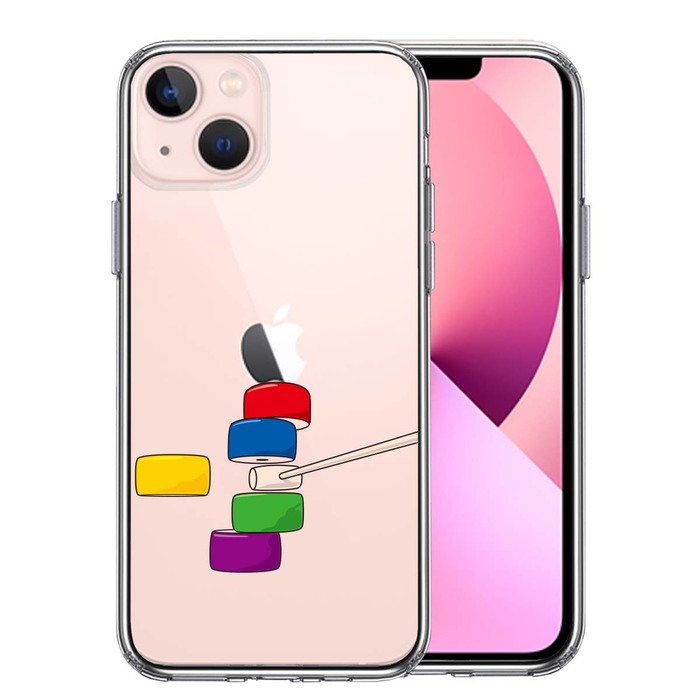 iPhone13mini ケース クリアだるま落とし カラー スマホケース 側面ソフト 背面ハード ハイブリッド-0