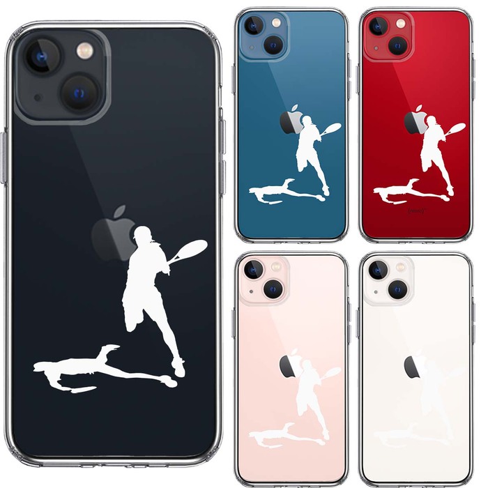 iPhone13mini ケース クリアテニス スマッシュ ホワイト スマホケース 側面ソフト 背面ハード ハイブリッド-1