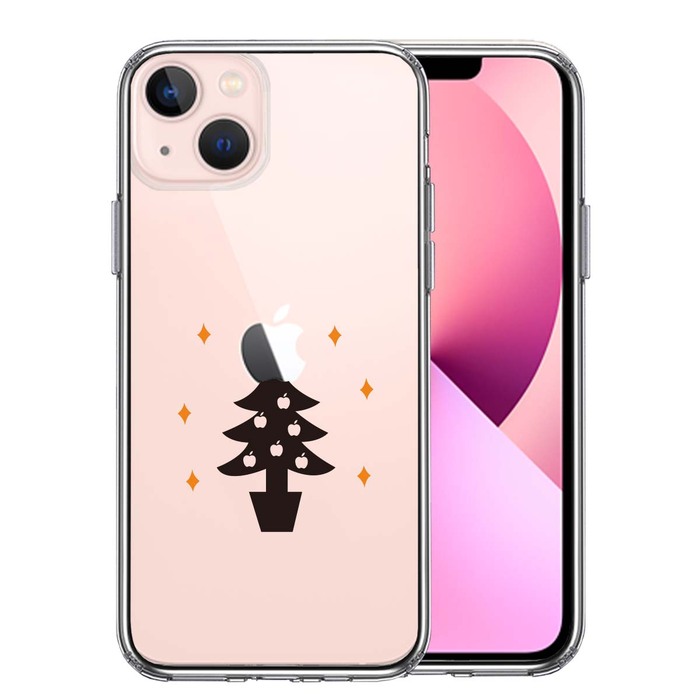 iPhone13mini ケース クリア  Christmas tree クリスマス スマホケース 側面ソフト 背面ハード ハイブリッド-0