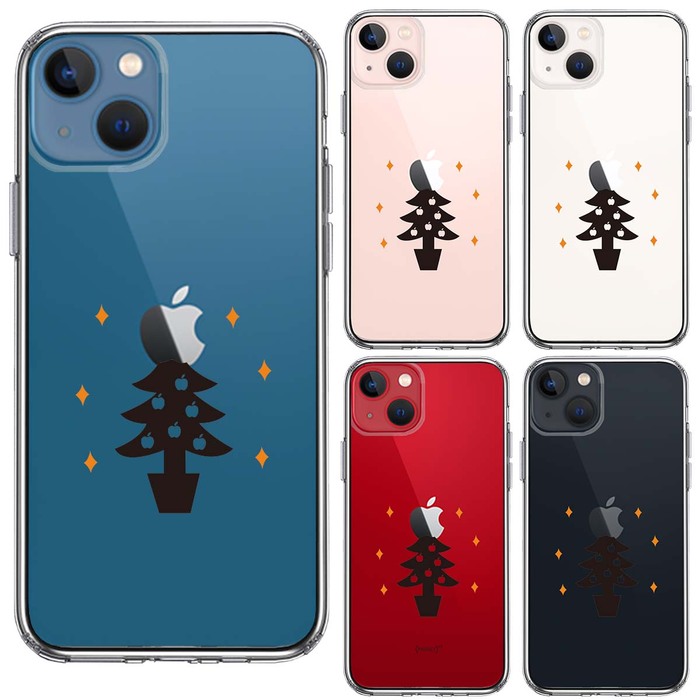 iPhone13mini ケース クリア  Christmas tree クリスマス スマホケース 側面ソフト 背面ハード ハイブリッド-1